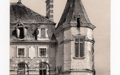 Victor Petit ORIGINAL 1800s Lithograph De Thorigny Castle Signed FRAMED