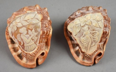 Victorian Conch Shells, Cameo Carved Ladies