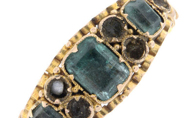 Victorian emerald & split pearl ring, AF