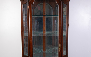 Vintage Glass Front Corner Cabinet Display Curio Case