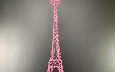 Vintage Pop Art Pink Wirework Eiffel Tower Statue