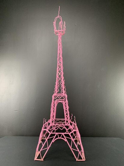 Vintage Pop Art Pink Wirework Eiffel Tower Statue