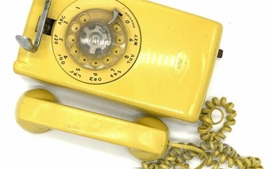 Vintage Yellow Wall Rotary Phone