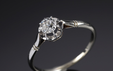 Vintage diamond ring in 18 kt. white gold, approx. 0.50 ct.