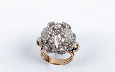 Vintage ring in rose gold, openwork "bombé" design, with...