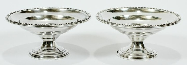 WILLIAM ROGERS STERLING SILVER COMPOTES, PAIR