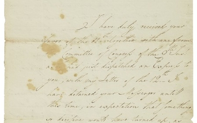 Washington, George. Manuscript letter signed, to General Arthur St. Clair, 15 January 1781