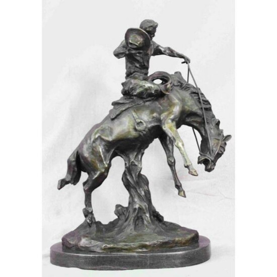 Western Cowboy Bucking Horse Bronze Sculpture