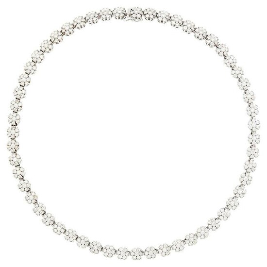 White Gold and Diamond Floret Necklace