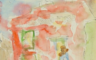 William D. Clyne, Scottish 1922–1981- La Maison Rose; pen and watercolour, 36.5 x 26.5 cm (ARR)