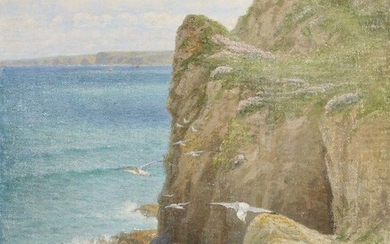 William Edwards Croxford, British 1851-1926 - Cliff Shore, 1917; oil on canvas, signed and dated ‘W E Croxford 1917’, 76 x 60.7 cm (unframed) (ARR)