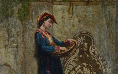 Woman with basket, Vincenzo Cabianca (Verona, 1827 - Roma, 1902)