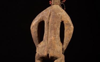 Wooden standing Figure decorated with beads, Bambara