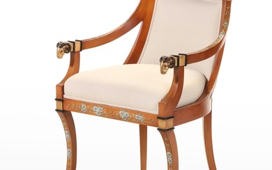 Woodmark Originals Empire Style Parcel-Gilt and Polychromed Beech Armchair