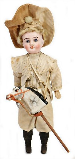bisque porcelain head doll, 22 cm, bisque-socket head