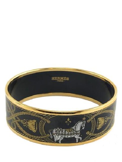 Hermes Printed Enamel Grand Apparat Wide Bracelet 65