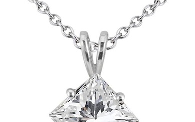 0.75ct. Princess-Cut Diamond Solitaire Pendant 14K White Gold (J-K, I1-I2)