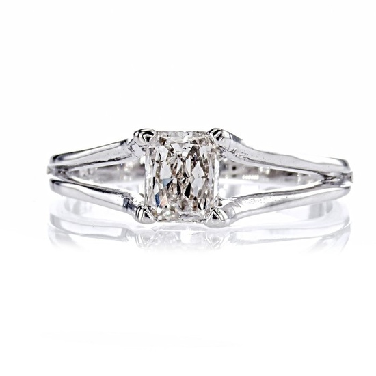 1.00 Ct Diamond Ring - 14 kt. White gold - Ring - Clarity enhanced Diamond - No Reserve