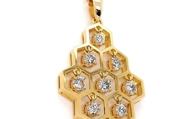 1.02ctw Natural White Diamonds - IGI Report - 18 kt. Yellow gold - Necklace with pendant Diamond