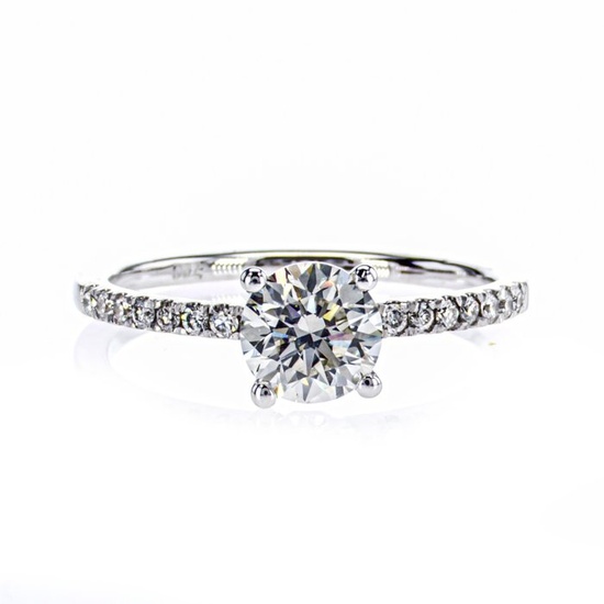 1.07 Tcw VS1 Round Diamond Ring - 14 kt. White gold - Engagement ring Diamond - No reserve pric