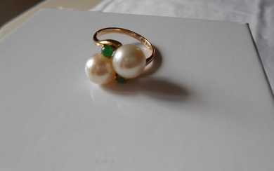 14 kt. Akoya pearls, Yellow gold, 9.00 mm - Ring