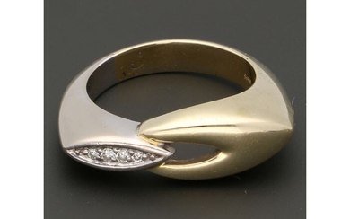 14 kt. Bicolour, Gold - Ring - 0.04 ct Diamond