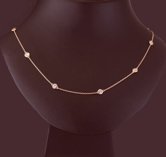 14 kt. Pink gold - Necklace - 1.00 ct Diamond