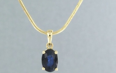 14 kt. Yellow gold - Necklace with pendant - 0.85 ct Sapphire