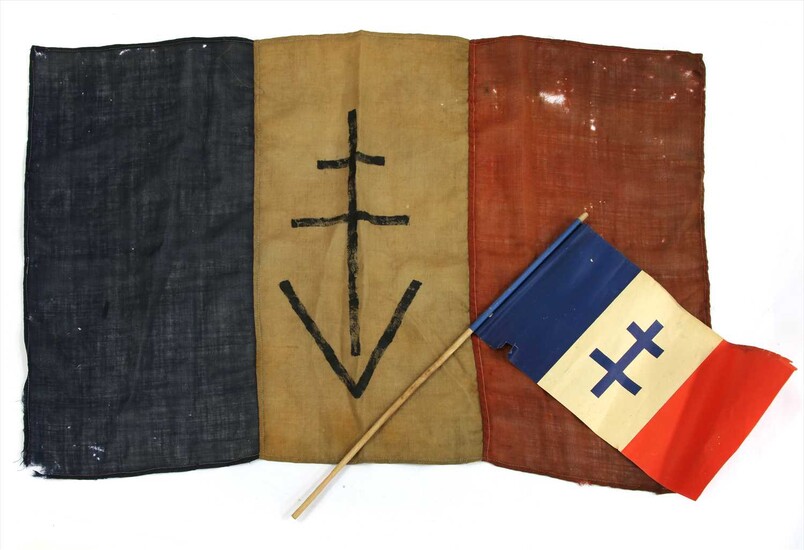 A WWII original free French FFI resistance linen flag