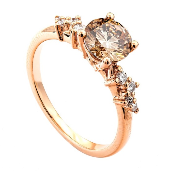 1.49 tcw SI1 Diamond Ring - 14 kt. Pink gold - Ring - 1.34 ct Diamond - 0.15 ct Diamonds