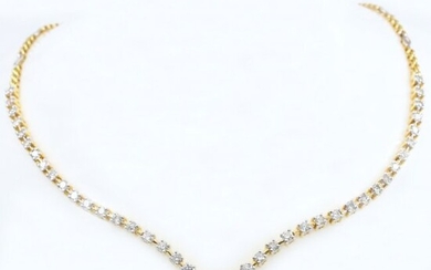 14K / 585 Yellow Gold Solitaire Diamond String Necklace