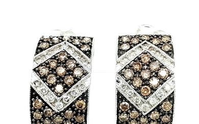 14K Gold Chocolate & Vanilla Diamond Earrings