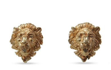 14K Yellow Gold Lion Earrings