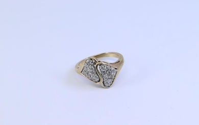 14KT Double Heart Diamond Ring