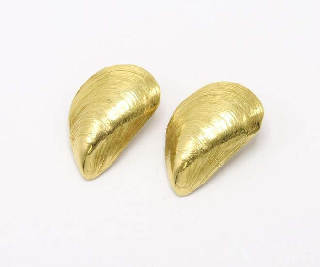 14KY Gold Mussel Seashell Earrings