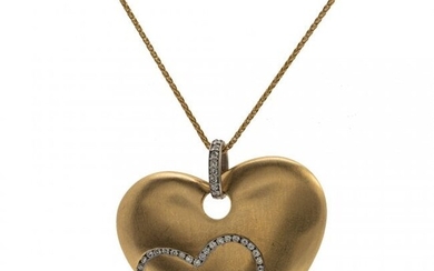 14k Gold and Diamond Heart Pendant Necklace