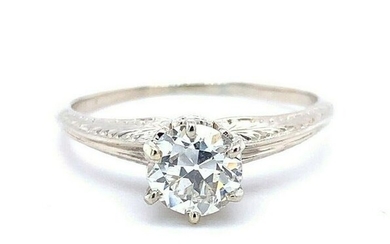 14k White Gold Antique .76ct Genuine Natural Diamond Engagement Ring