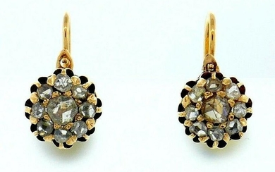 14k Yellow Gold Antique Diamond Earrings