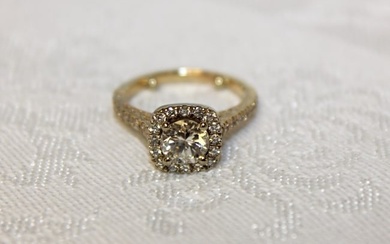14k white & yellow gold diamond engagement ring