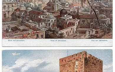 16 Illustrated Postcards - Jerusalem & the Holy Land