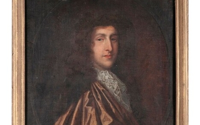 ÉCOLE DU 17e SIÈCLE Portrait de Lord Dunraven, dans un ovale peint Huile sur toile,...