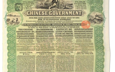 17x Chinese Government, 5% Reorganisation Gold Loan Certificates of 1913,...