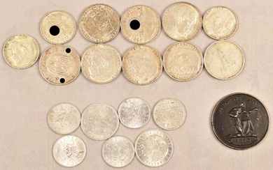 18 coins including 11 silver coins