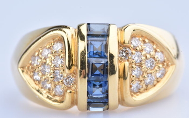 18 kt. Gold - Ring - 0.34 ct Sapphire - Diamond