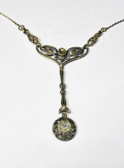 18 kt. Gold, Silver - Necklace with pendant Diamond