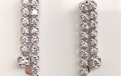 18 kt. White gold - Earrings - 1.16 ct Diamond