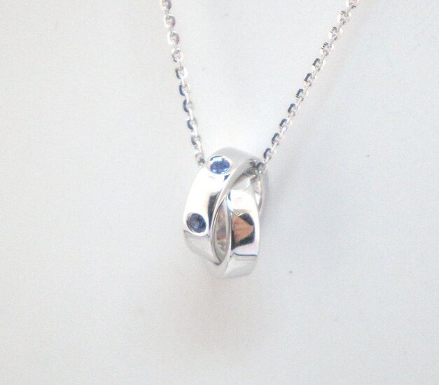 18 kt. White gold - Necklace - 0.09 ct Sapphire