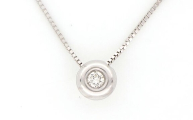 18 kt. White gold - Necklace with pendant - 0.05 ct Diamond