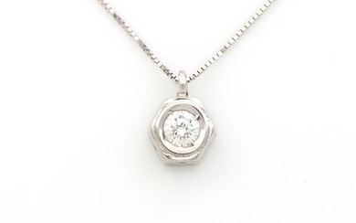 18 kt. White gold - Necklace with pendant - 0.18 ct Diamond