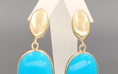 18 kt. Yellow gold - Earrings Turquoise